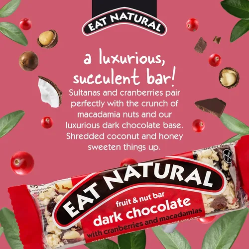 Vista 4 de Eat Natural - Barra de Frutas y Nueces - Chocolate Negro con Arándanos y Macadamias - 1.59 oz