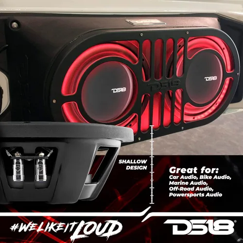 Vista 3 de DS18 PSW10.4S Subwoofer de montaje poco profundo de 10 pulgadas, 1000 vatios, potencia máxima, 500 vatios, bobina de voz única RMS 4 OHMS resistente