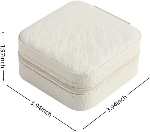 Vista 2 de KKBGN Mini caja de joyería portátil de viaje estuche pequeño organizador de almacenamiento de exhibición para anillos aretes collares pulseras blanco