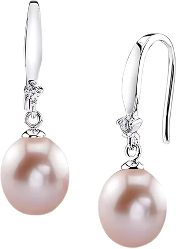 Vista 9 de The Pearl Source Real Pearl Dangle Earrings for Women with Genuine AAAA Quality White Freshwater Cultured Pearls 14K Gold Plated 925 Sterling
