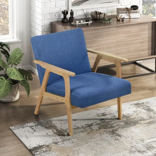 Vista 16 de Lexicon Silla decorativa moderna de mediados de siglo,Marco de madera Beige