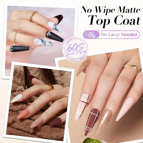 Vista 2 de AZUREBEAUTY Esmalte de Uñas con Capa Superior Mate – Transparente Natural de Secado Rápido, Larga Duración, Fórmula de Secado al Aire, Acabado