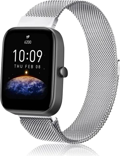 Vista 9 de Amzpas Bandas de metal para Amazfit Bip U Pro/Bip U/Bip 3 Pro/Bip 3/Bip S / Bip S Lite/Bip Lite, correa de repuesto ajustable de acero inoxidable
