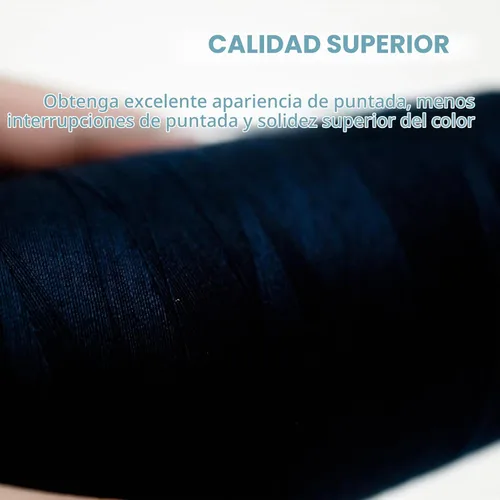 Vista 5 de Hilo serger blanco y negro, hilo multiusos para coser, poliéster, 4 conos de 2743 m cada uno para máquina de coser 2 blanco 2 negro