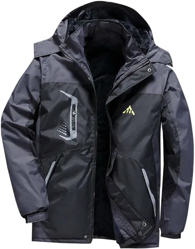 Vista 9 de Chaqueta de esquí impermeable para hombre, abrigo de nieve de forro polar, resistente al viento, con capucha, rompevientos, montaña, ropa