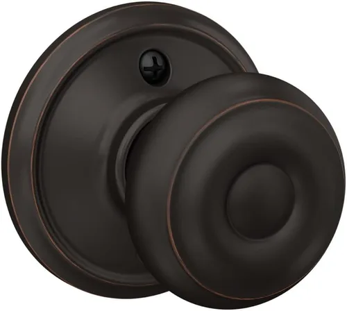 Vista 6 de SCHLAGE F10 GEO 716 Pomo de Puerta Georgiano, Cerradura de Paso para Pasillo y Armario, Bronce Envejecido (Paquete de 4)