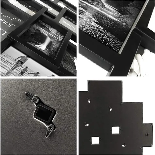Vista 5 de Marco de fotos negro de 10 aperturas de 4 x 6 pulgadas para colgar en la pared para múltiples marcos de fotos de 4 x 6 pulgadas