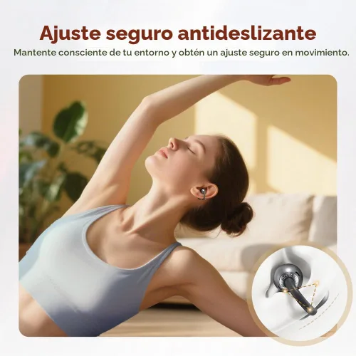 Vista 8 de QCY Crossky C50 - Auriculares inalámbricos con clip Bluetooth 6.0 con 4 micrófonos, 35 horas de reproducción, cómodos para correr/fineza, IPX5
