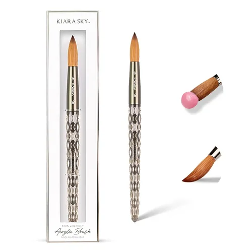 Vista 23 de Kiara Sky Pincel Acrílico #8 - Negro 100% Puro Kolinsky Mango de Corte de Cristal y Resistente al Acetona