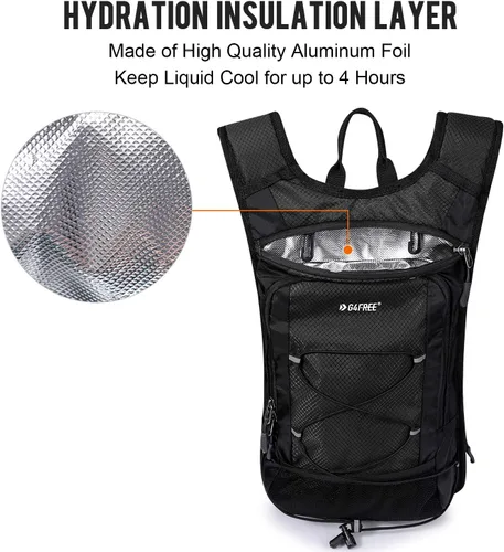 Vista 2 de G4Free Mochila de hidratación aislada con vejiga libre de BPA de 2L para correr al aire libre, senderismo, ciclismo, camping