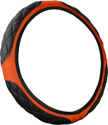 Vista 7 de Funda de cuero para volante de automóvil de 15 pulgadas, accesorios de automóvil, elástica, transpirable, antideslizante, protector de volante