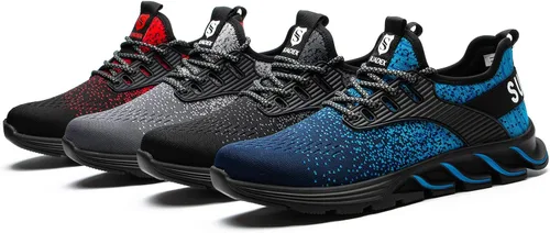 Vista 7 de SUADEX Zapatos de punta de acero para hombres y mujeres zapatos de trabajo indestructibles ligeros y cómodos zapatos de seguridad antideslizantes