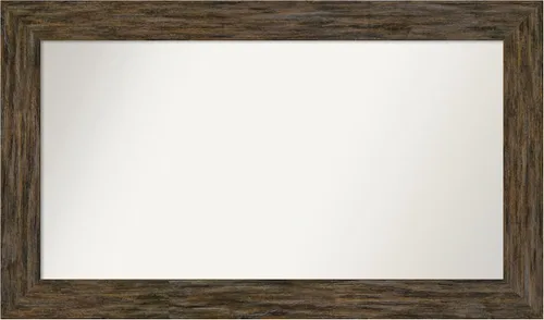 Vista 6 de Amanti Art Espejo personalizado, espejo de baño marrón Fencepost, espejo de pared o espejo de tocador de baño sobre el fregadero (27 x 27 pulgadas)