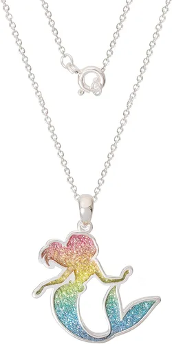 Vista 3 de Disney Jewelry for Women, Little Mermaid Ariel Silver Plated Necklace Pendants, Rainbow Crystal, Rainbow Glitter, Crystal Seashell Accents, 18