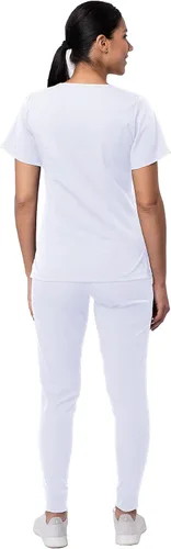 Vista 2 de Adar Pro Flawless Plus - Conjunto de uniforme médico para mujer, parte superior con cuello en V y pantalones deportivos