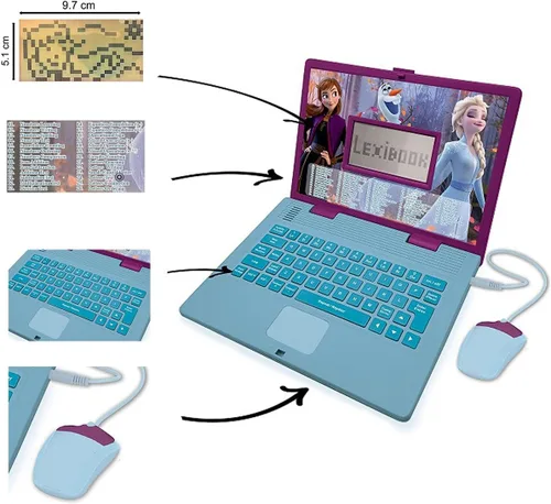 Vista 3 de LEXiBOOK Disney Frozen 2 - Laptop Educativo y Bilingüe Español/Inglés - Juguetes para Niñas con 124 Actividades para Aprender, Jugar Juegos y Música