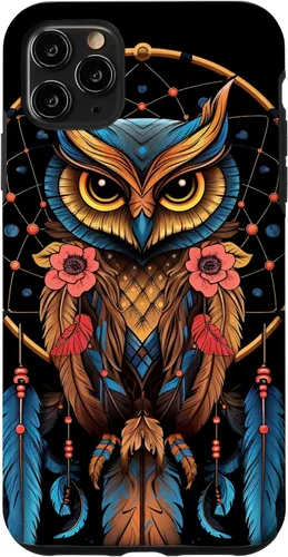 Vista 13 de Funda para iPhone 17 con diseño de plumas indias nativas americanas y búho