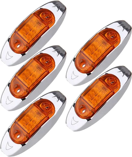 Vista 12 de 1x Luz de Marcador LED Oval Ámbar para Remolque con Bisel Cromado, Luces Laterales de Marcador de 6 LED, Luces de Indicación de Despeje Superior