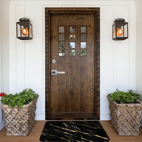 Vista 7 de Alfombras de baño negras y doradas para decoración de baño, alfombra de baño de mármol absorbente, alfombra antideslizante para piso, alfombras