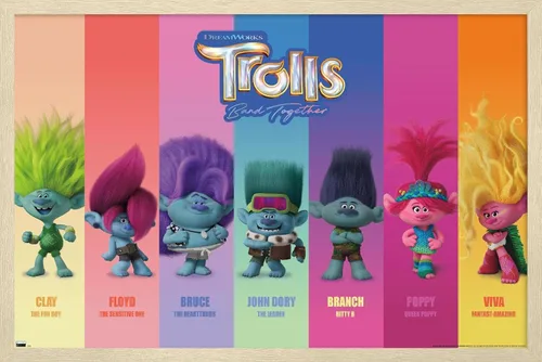 Vista 7 de Trends International Trolls: Band Together - Póster de pared Perfect Harmony, 22.4 pulgadas de largo x 14.7 pulgadas, versión enmarcada de madera