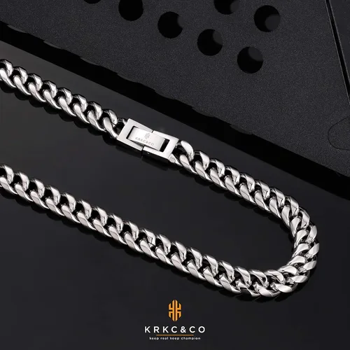 Vista 4 de KRKC&CO - Cadena de eslabones cubanos de 810120.551 in para hombre, cadena de eslabones cubanos de oro de 18 quilates, joyería para hombre