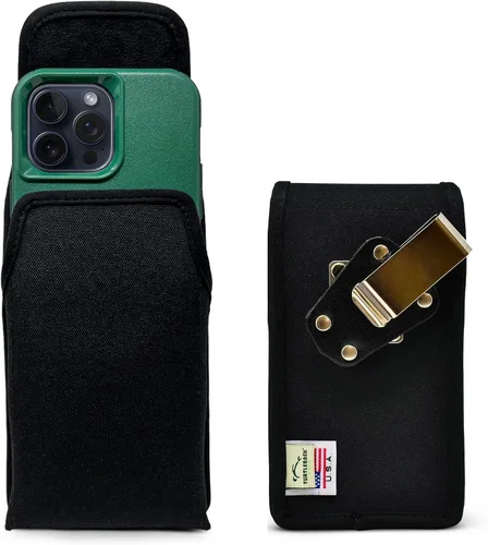 Vista 11 de Turtleback Clip para cinturón para iPhone 16 Pro Max, 15 Pro Max, 14 Pro Max, pequeño - Se adapta con fundas delgadas de estilo MagSafe, cuero negro