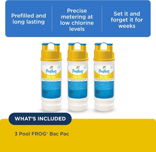 Vista 3 de FROG Bac Pac - Cartuchos de cloro de repuesto para uso con modelos de Pool FROG 5400 y 6100 Cyclers - Precargados para una fácil y conveniente