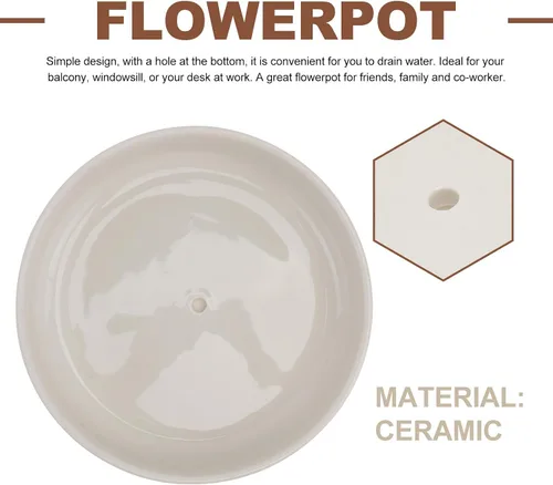 Vista 9 de White Ceramic Plant Pots with Drainage Holes 3pcs for Succulents