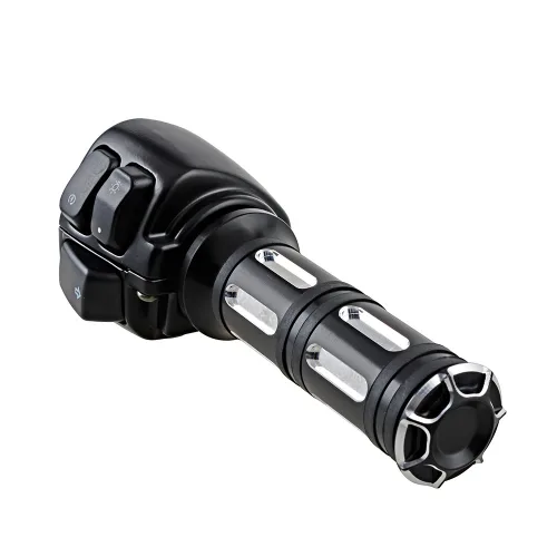 Vista 8 de Juego compatible para 1 pulgada de manillar de Harley 96-12, interruptor de bocina, luces delanteras y señales de giro, empuñaduras y tapa de Negro