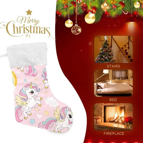 Vista 4 de Kigai 1 calcetín de Navidad lindo caballo grande cálido de 18 x 12 pulgadas, decoración de medias de Navidad colgantes para la familia, adornos