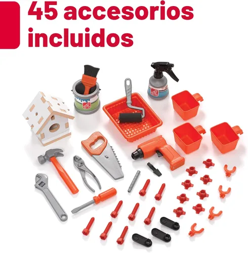 Vista 6 de Step2 Big Builders Pro Workshop para niños, banco de herramientas para interiores y exteriores, juego interactivo con sonidos, incluye kit