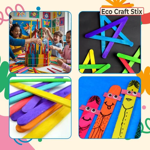 Vista 7 de Palitos de manualidades jumbo de colores Eco Craft Stix de 6 pulgadas, paquete de 1,000 unidades de palitos de manualidades jumbo