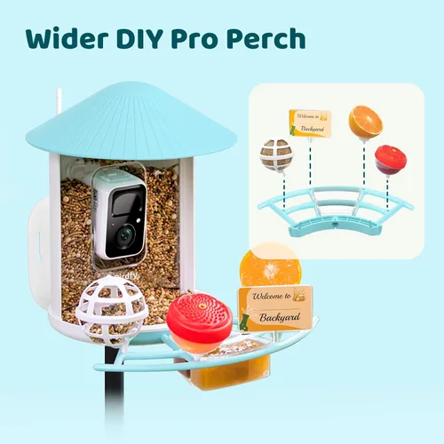 Vista 2 de NETVUE by Birdfy Pro Perch - Percha de extensión más amplia para complementos de bricolaje, incluyendo bola de sebo, mini comedero para colibríes