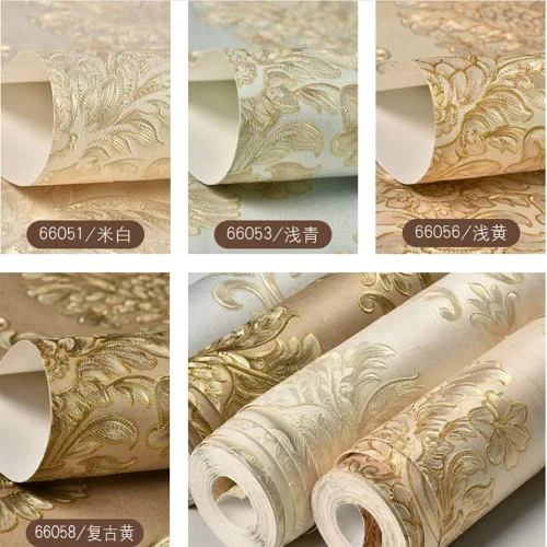 Vista 7 de Q QIHANG Papel tapiz europeo retro 3D Damasco grueso no tejido para sala de estar, dormitorio, comedor, TV, sofá, pared de fondo de 20.87 pulgadas