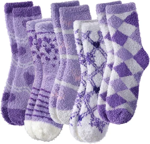 Vista 26 de Calcetines mullidos para mujer, esponjosos, cálidos, tipo pantufla de invierno, de microfibra, suaves, para dormir en casa 1 par Blanco