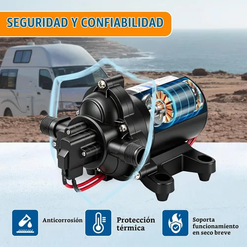 Vista 8 de YOUNGTREE Bomba de presión de agua dulce RV de 12 V, 3.5 GPM, 45 PSI, bajo demanda, bomba de diafragma de agua de 12 voltios con interruptor