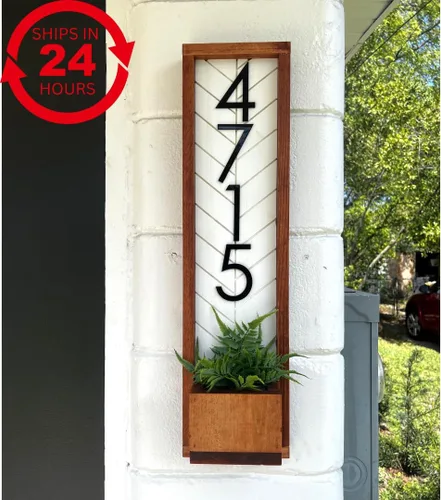 Vista 3 de Fairview - Maceta vertical para tu casa, placa vertical de números de casa fuera de casa, placa de dirección de números de casa, letrero de número