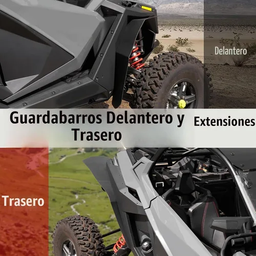 Vista 2 de A & UTV PRO Kit de aletas de barro y bloqueo de pozo de rueda trasera para Polaris RZR PRO XP y XP 4 2020 a 2024 – Extensor de salpicaduras