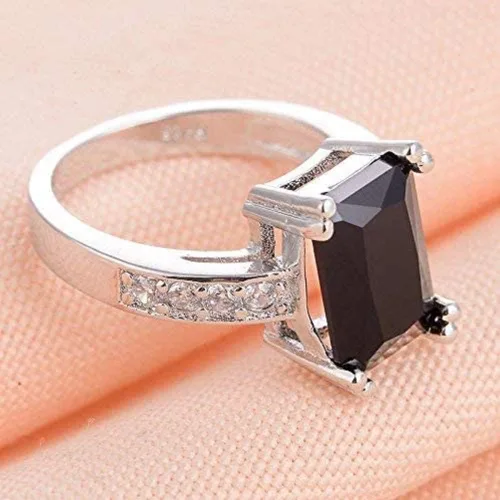 Vista 5 de Xiaomei Anillo de compromiso de boda de plata de ley 925 con circonita para hombre y mujer, talla 6-11