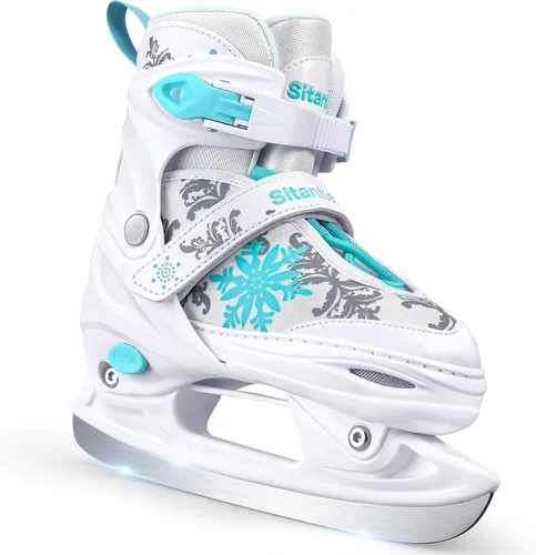 Vista 8 de Patines de hielo ajustables para niños y niñas, patines de hockey sobre hielo para principiantes de 4 a 12 años, zapatos de patinaje sobre hielo