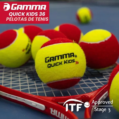 Vista 4 de GAMMA Quick Kids Training Tennis Balls for Kids & Beginners, Low-Compression Core Reduces Speed & Bounce, Great for Tennis Practice, USTA & ITF