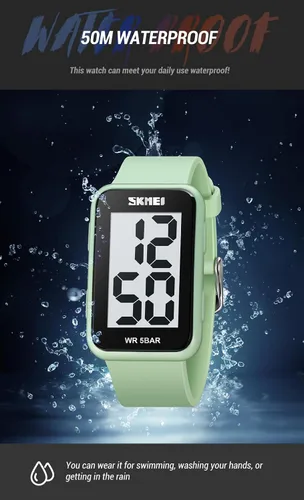 Vista 5 de Gosasa Reloj digital cuadrado para hombre y mujer, con números grandes, esfera impermeable, LED