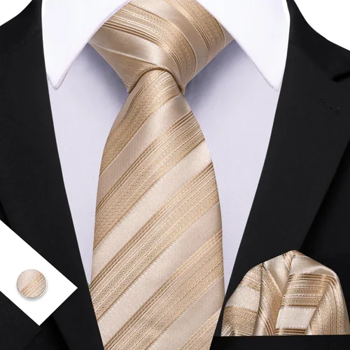 Vista 159 de Barry.Wang Juego de corbatas para hombre, corbata de seda a rayas, tejido a cuadros, gemelos formales, negocios, boda