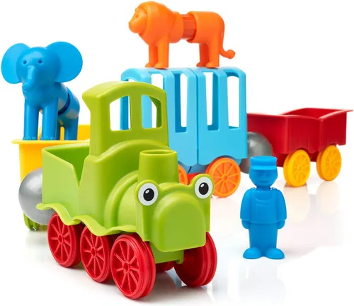 Vista 4 de SmartMax My First Animal Train STEM - Juego de descubrimiento magnético con tren móvil y animales suaves para edades de 1 a 5 años