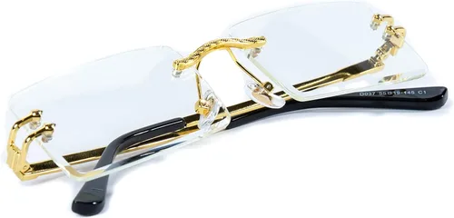 Vista 2 de Gafas rectangulares de lujo vintage retro oro marco moda Hip Hop para hombre