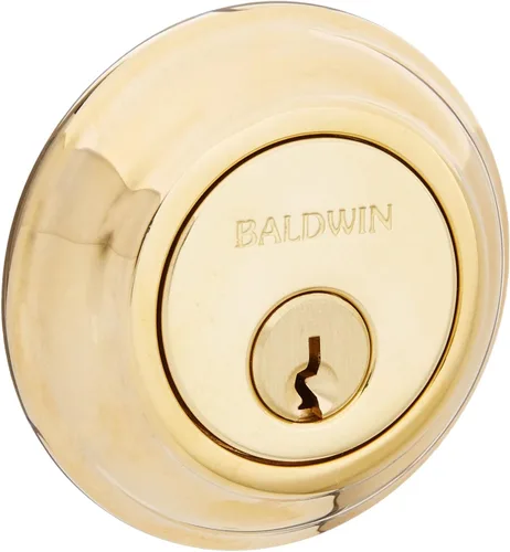 Vista 11 de Baldwin Estate 8231.003 - Cerrojo de seguridad tradicional de un solo cilindro de perfil bajo en latón pulido de por vida