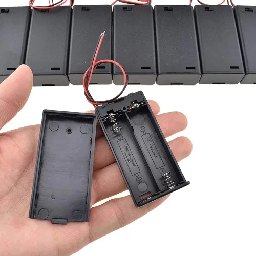 Vista 33 de HAHIYO Paquete de soporte de batería AA de 1.5 V con cubierta resistente de alambre, resortes flexibles, interruptor integrado, baterías, caja