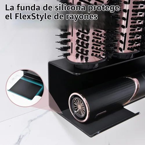 Vista 4 de Affogato Soporte para secador de pelo compatible con Shark FlexStyle, organizador de montaje en pared para accesorios Shark Flex