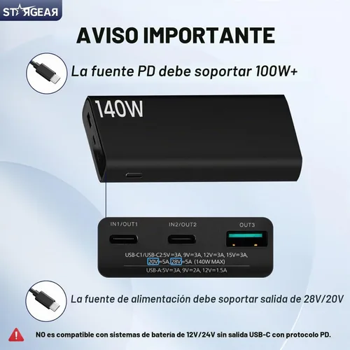 Vista 3 de Cable Mini Starlink de 6.5 pies, 18AWG 140W Cable de Alimentación Starlink USB C a DC, Conector Barrel Impermeable, Mini Accesorios Funcionan