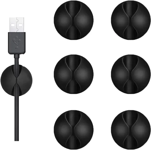 Vista 2 de Organizador de cables, organizador de cables, soporte de silicona compacto para organizar escritorio, mesita de noche, cargador de teléfono